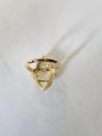 18k White Gold Art Deco Style Ring - Natural Rose Cut Diamond Engagement Ring