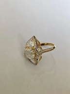 18k White Gold Art Deco Style Ring - Natural Rose Cut Diamond Engagement Ring