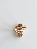 Natural Morganite & Tapered Diamond Wrap Ring - Handmade 18k Rose Gold Toi et Moi Ring