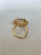 Ethiopian Opal & Multi Sapphire Cocktail Ring - 18k Gold Diamond Wedding Ring