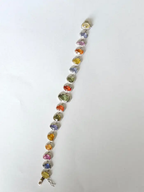 Natural Multi Sapphire & Rose Cut Diamond Bracelet - 18k White Gold Handmade Bracelet
