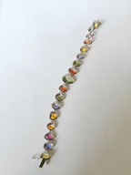 Natural Multi Sapphire & Rose Cut Diamond Bracelet - 18k White Gold Handmade Bracelet