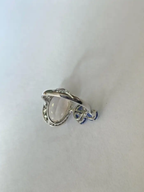 Natural Morganite, Blue Sapphire & Diamond Cocktail Ring - 18k White Gold Diamond Ring