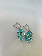 18k White Gold Diamond Dangle Earrings - Natural Emerald & Turquoise Gemstone Earrings