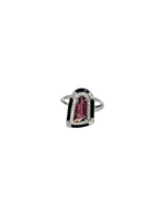 Natural Tourmaline & Black Enamel Ring - 18k White Gold Diamond Cocktail Ring