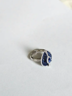 18k White Gold Diamond Handmade Ring - Natural Blue Sapphire Cocktail Ring