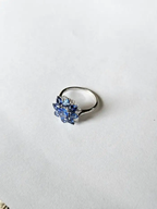 Natural Blue Sapphire Diamond Cocktail Ring - 18k White Gold Handmade Ring