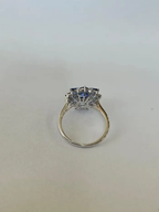 Natural Blue Sapphire Diamond Cocktail Ring - 18k White Gold Handmade Ring