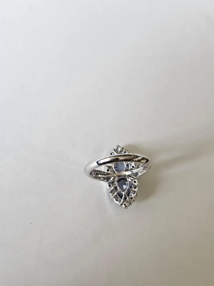 3.19 Ct. Ceylon Blue Sapphire Engagement Ring - 18k White Gold Diamond Ring