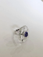 18k White Gold Diamond Cocktail Ring - Natural Tanzanite & Crystal Ring