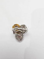 18k White Gold Tapered Diamonds Cocktail Ring - 3.93 Ct. Conch Pearls Wedding Ring
