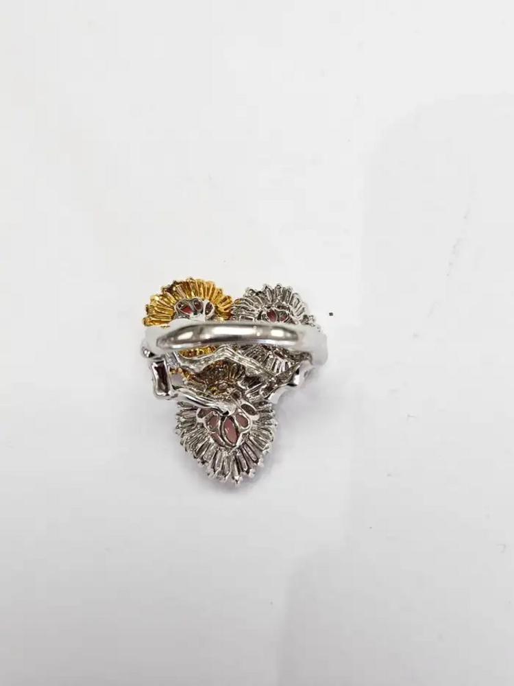 18k White Gold Tapered Diamonds Cocktail Ring - 3.93 Ct. Conch Pearls Wedding Ring