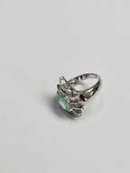 Platinum 900 Diamond Ring - Natural Paraiba Tourmaline Wedding Ring