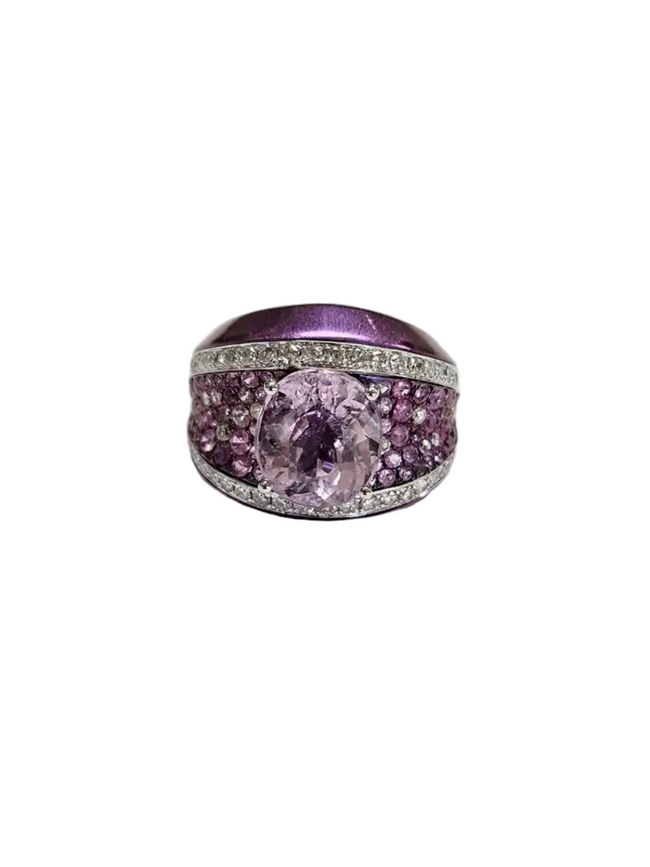 5.23 carats, Kunzite, Pink Sapphires & Diamonds Titanium Ring with Platinum 900 Hover Image