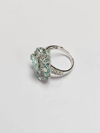 18k White Gold Diamond Wedding Ring - Natural Paraiba Gemstone Ring