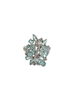 Natural Paraiba Tourmaline & Diamond Wedding Ring - 18k White Gold Engagement Ring