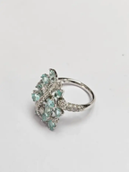 Natural Paraiba Tourmaline & Diamond Wedding Ring - 18k White Gold Engagement Ring