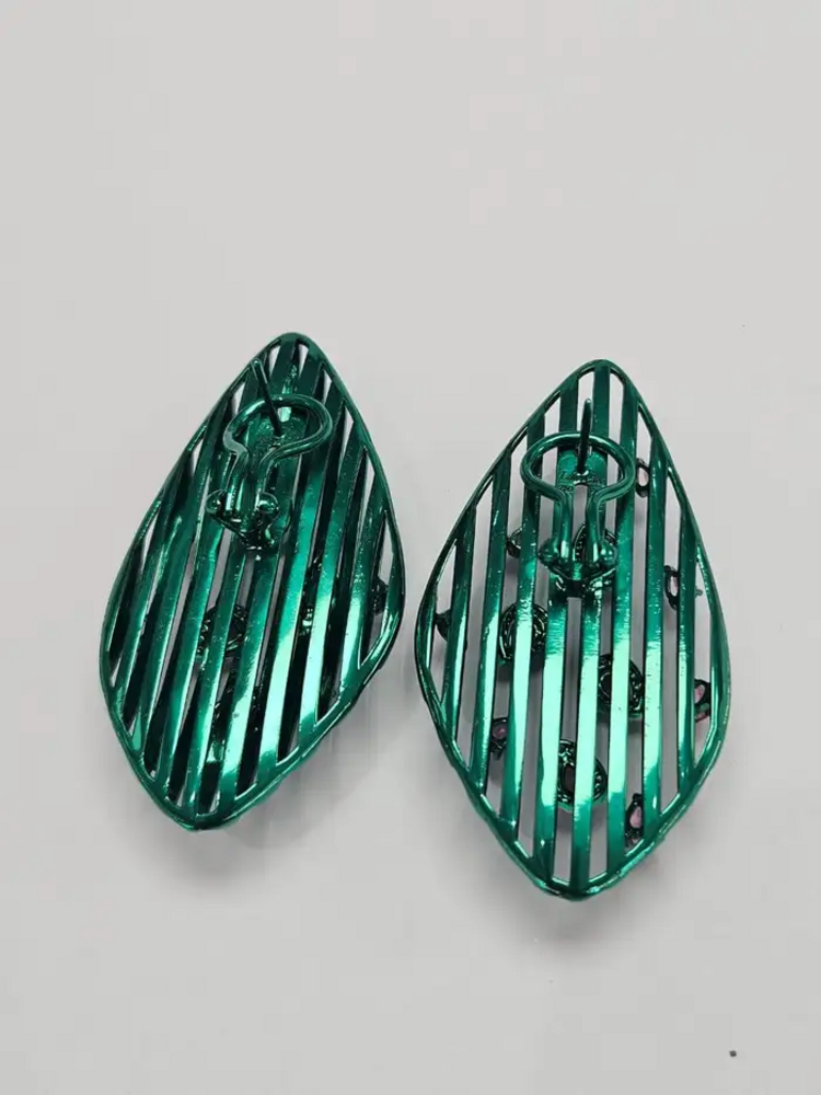 Natural Tourmaline & Diamond Dangle Earrings - 18k Gold & Green Titanium Earrings