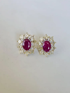Mozambique Ruby & Yellow Diamond Stud Earrings - 18k Gold Diamond Stud Earrings