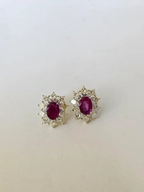 Mozambique Ruby & Yellow Diamond Stud Earrings - 18k Gold Diamond Stud Earrings