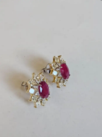 Mozambique Ruby & Yellow Diamond Stud Earrings - 18k Gold Diamond Stud Earrings