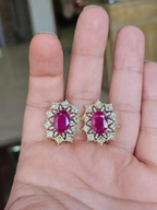 Mozambique Ruby & Yellow Diamond Stud Earrings - 18k Gold Diamond Stud Earrings