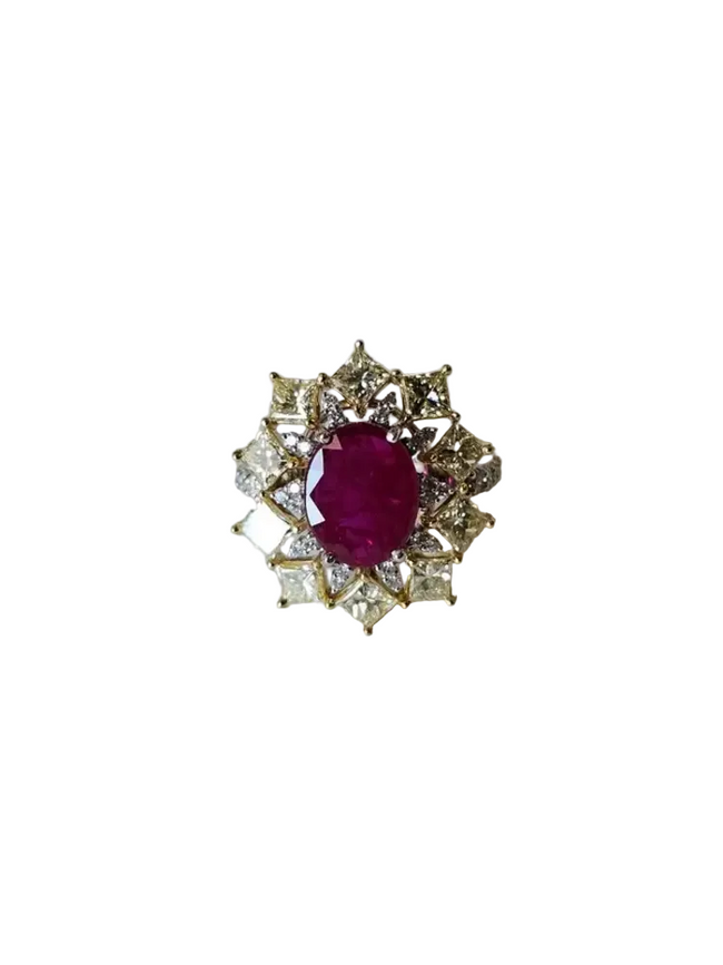 Natural Mozambique Ruby Engagement Ring - 18k White Gold Diamond Ring Hover Image