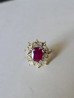 Natural Mozambique Ruby Engagement Ring - 18k White Gold Diamond Ring