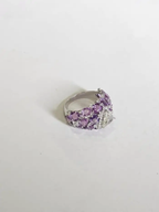 18k White Gold Rose Cut Diamond Ring - Natural Multi Sapphire Wedding Ring