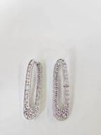 Natural Pink Sapphire & Tsavorite Dangle Earrings - 18k White Gold Handmade Earrings