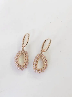 Natural Pink Sapphire & Ethiopian Opal Earrings - 18k Yellow Gold Diamond Earrings