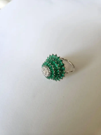 4.51 Ct. Zambian Emerald Wedding Ring - 18k White Gold Diamond Cluster Ring