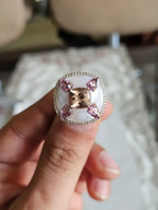Natural Morganite & Pink Sapphire Cocktail Ring - 18k Rose Gold Diamond Handmade Ring