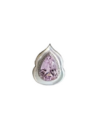 Natural Pink Kunzite & Mother Of Pearl Ring - 18k White Gold Diamond Handmade Ring
