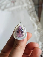Natural Pink Kunzite & Mother Of Pearl Ring - 18k White Gold Diamond Handmade Ring