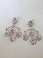 Natural Aquamarine & Pink Sapphire Dangle Earrings - 18k White Gold Diamond Chandelier Earrings