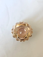 18k Rose Gold Diamond Cocktail Ring - Natural Morganite & Black Enamel Wedding Ring