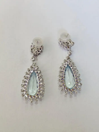 Natural Aquamarine & Purple Sapphire Dangle Earrings - 18K White Gold Diamond Drop Dangle Earrings