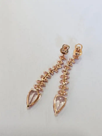 18k Rose Gold Diamond Dangle Earrings - Natural Morganite & Pink Sapphire Earrings