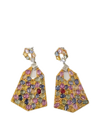 Natural Multi Sapphire & Diamond Dangle Earrings - 18k Matte Finish Earrings