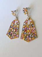 Natural Multi Sapphire & Diamond Dangle Earrings - 18k Matte Finish Earrings
