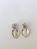 Natural Blue Sapphire & Turquoise Enamel Stud Earrings - 18k White Gold Diamond Earrings