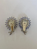 Natural Tanzanite & Ethiopian Opal Stud Earrings - 18k White Gold Rose Cut Diamond Earrings