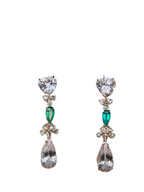 18k Rose Gold Rose Cut Diamond Dangle Earrings - Natural Zambian Emerald & Morganite Earrings