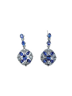 18k White Gold Rose Cut Diamond Dangle Earrings - Natural Tanzanite Gemstone Earrings
