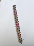 Natural Mozambique Ruby Women Bracelet - 18k White Gold Diamond Handmade Bracelet
