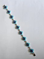Natural Tanzanite & Turquoise Enamel Bracelet - 18k White Gold Diamond Bracelet