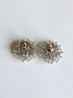 Zambian Emerald Stud Earrings - 18k White Gold Diamond Stud Earrings