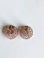 18k Rose Gold Stud Earrings - Natural Pink & Blue Sapphire Gemstone Stud Earrings