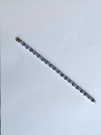 Natural Blue Sapphire & Rose Cut Diamond Bracelet - 18k White Gold Handmade Tennis Bracelet